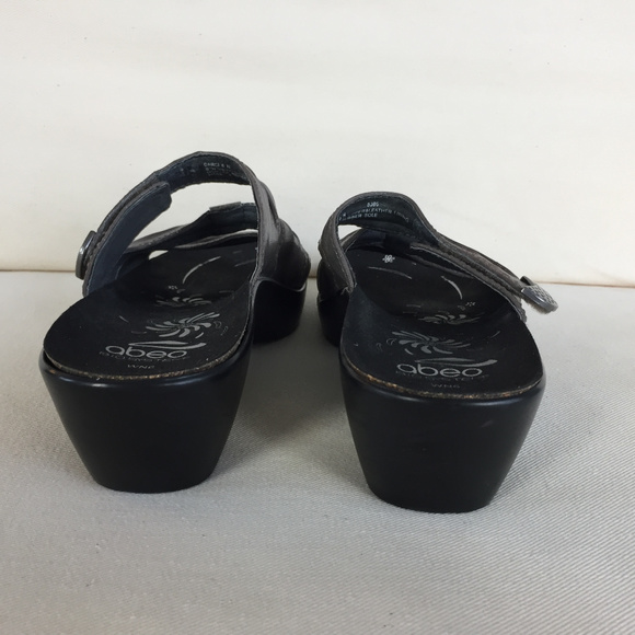 Abeo 6 Gray Silver Strappy Slide Sandals Excellent - Picture 4 of 6